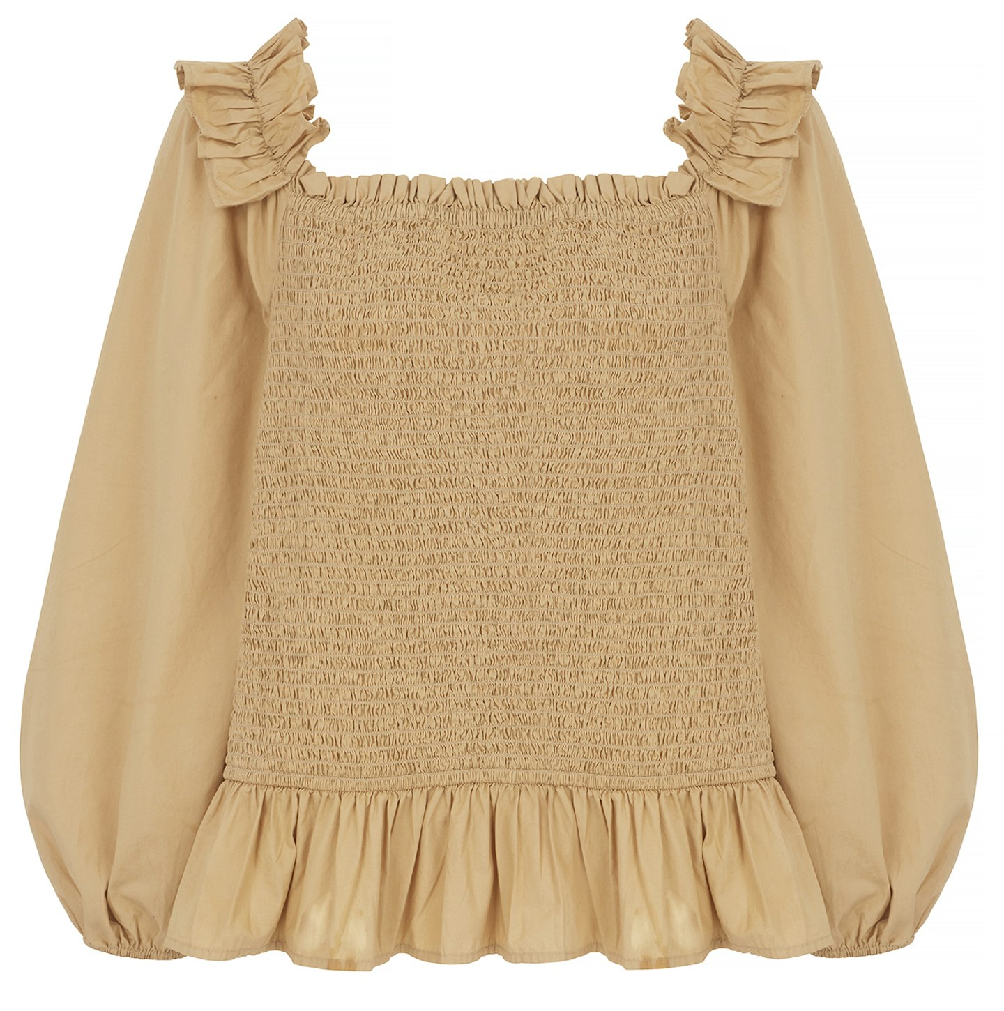 The Drop, Marisol Long-Sleeve Ruffle Smocked Cropped Top, £32.90