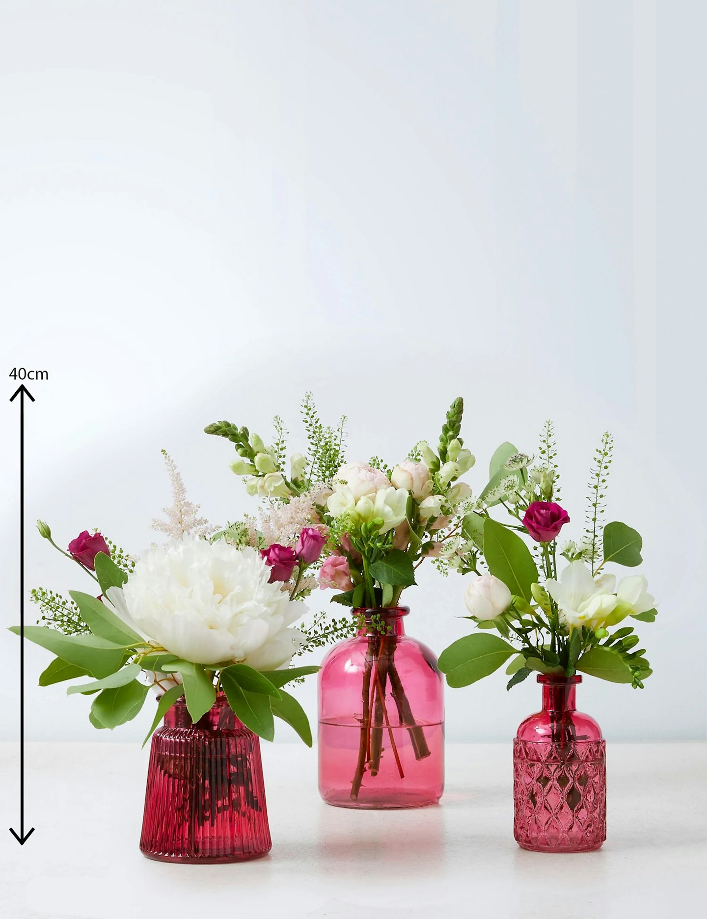 Ready To Arrange Flowers with Pink Bud Vase Trio Jubilee Party