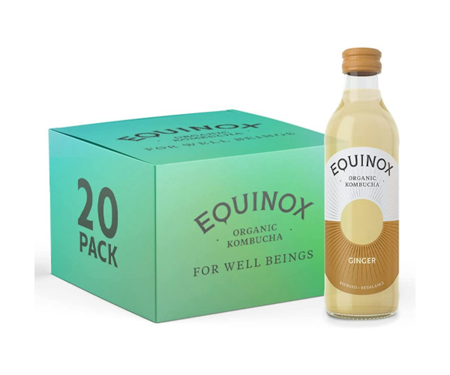 Equinox Kombucha Organic Ginger Fizzy Drink 275 ml (Pack of 20)