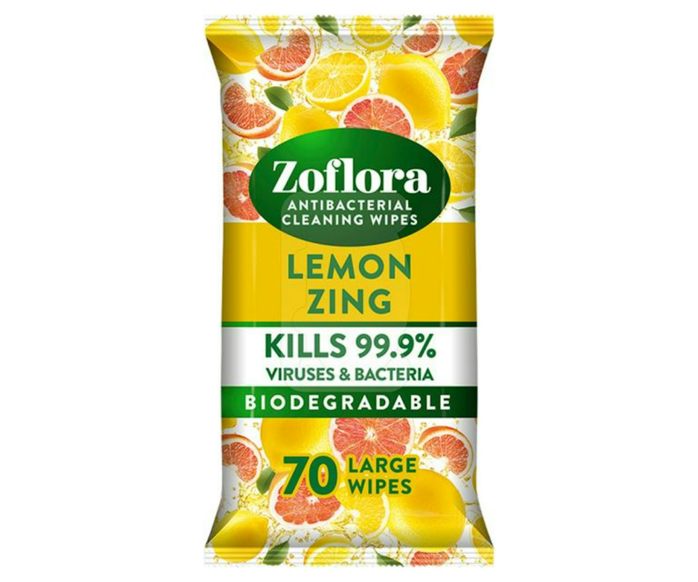 Zoflora Antibacterial Multi-Surface Cleaning Wipes Lemon Zing 70 Large Wipes