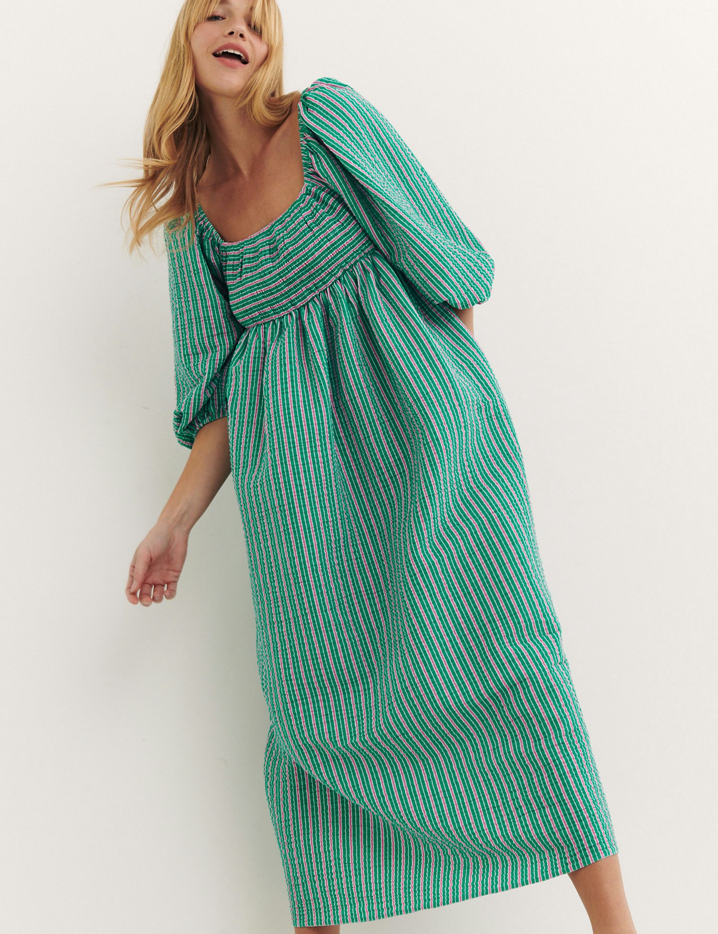 best brunch outfits Nobody's Child, Organic Cotton Striped Midi Dress, £59
