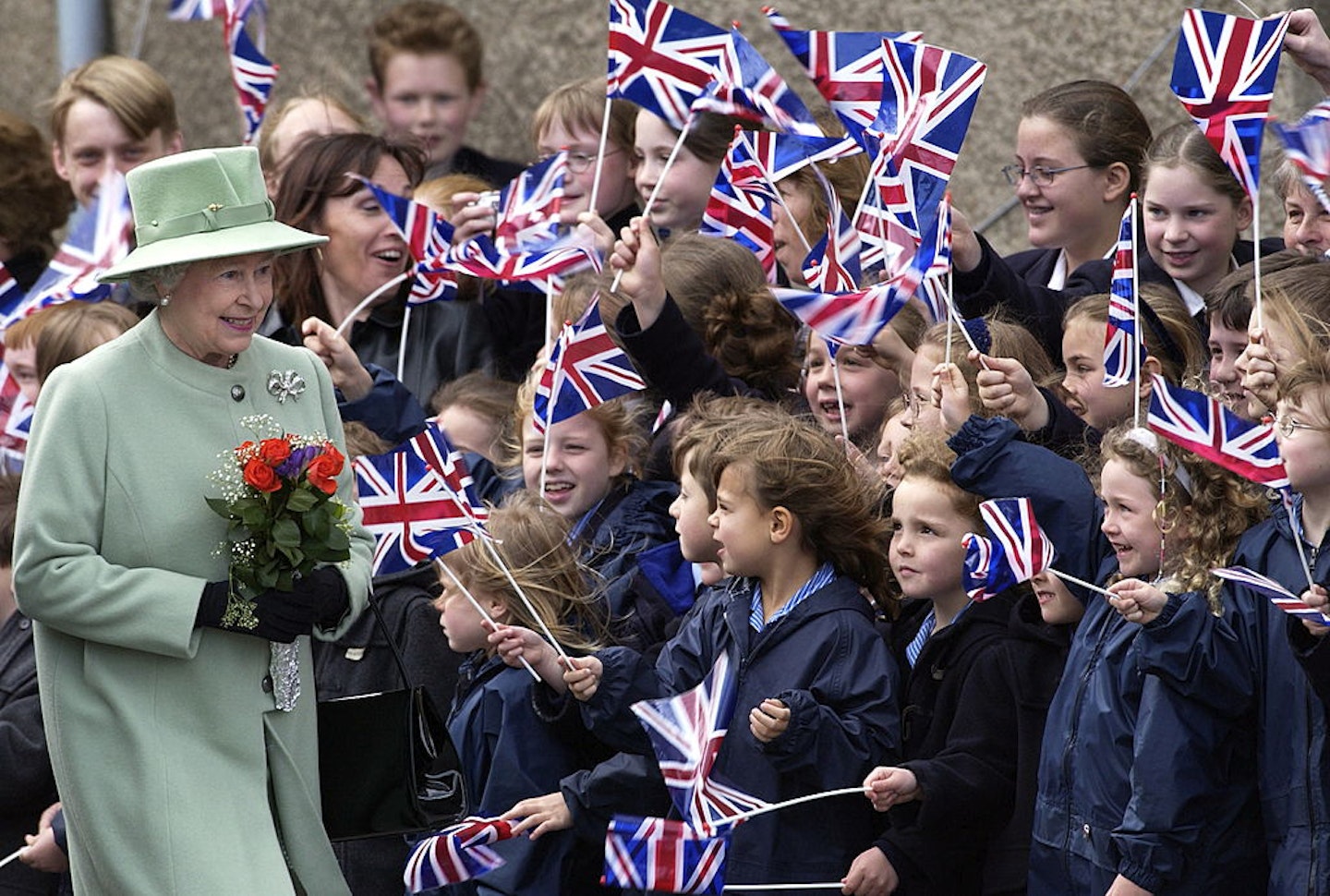 Queen Elizabeth II continuing her tour of the UK in celebration of her golden jubilee