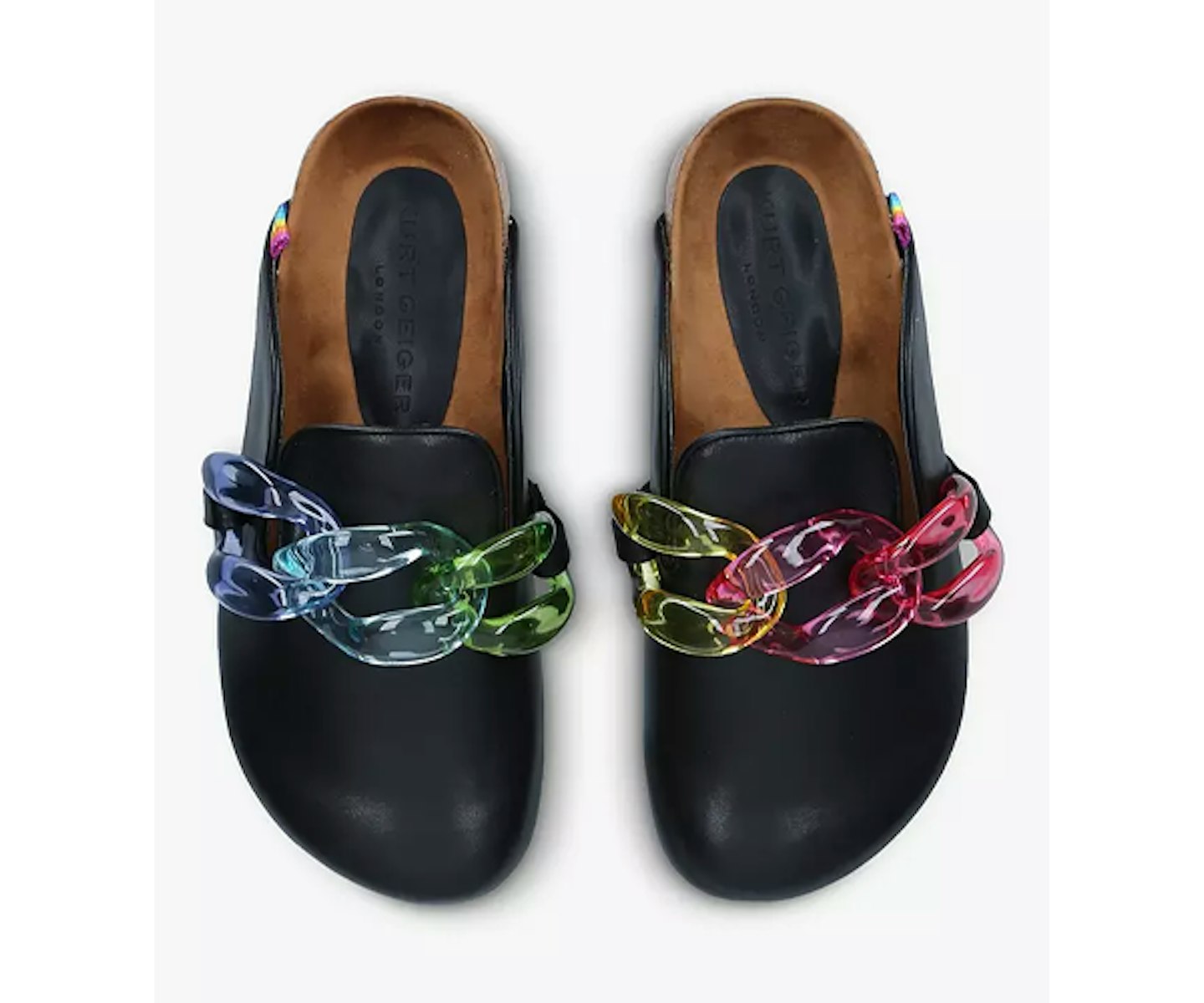 Kurt Geiger London Ozark Leather Rainbow Chain Clogs, £159
