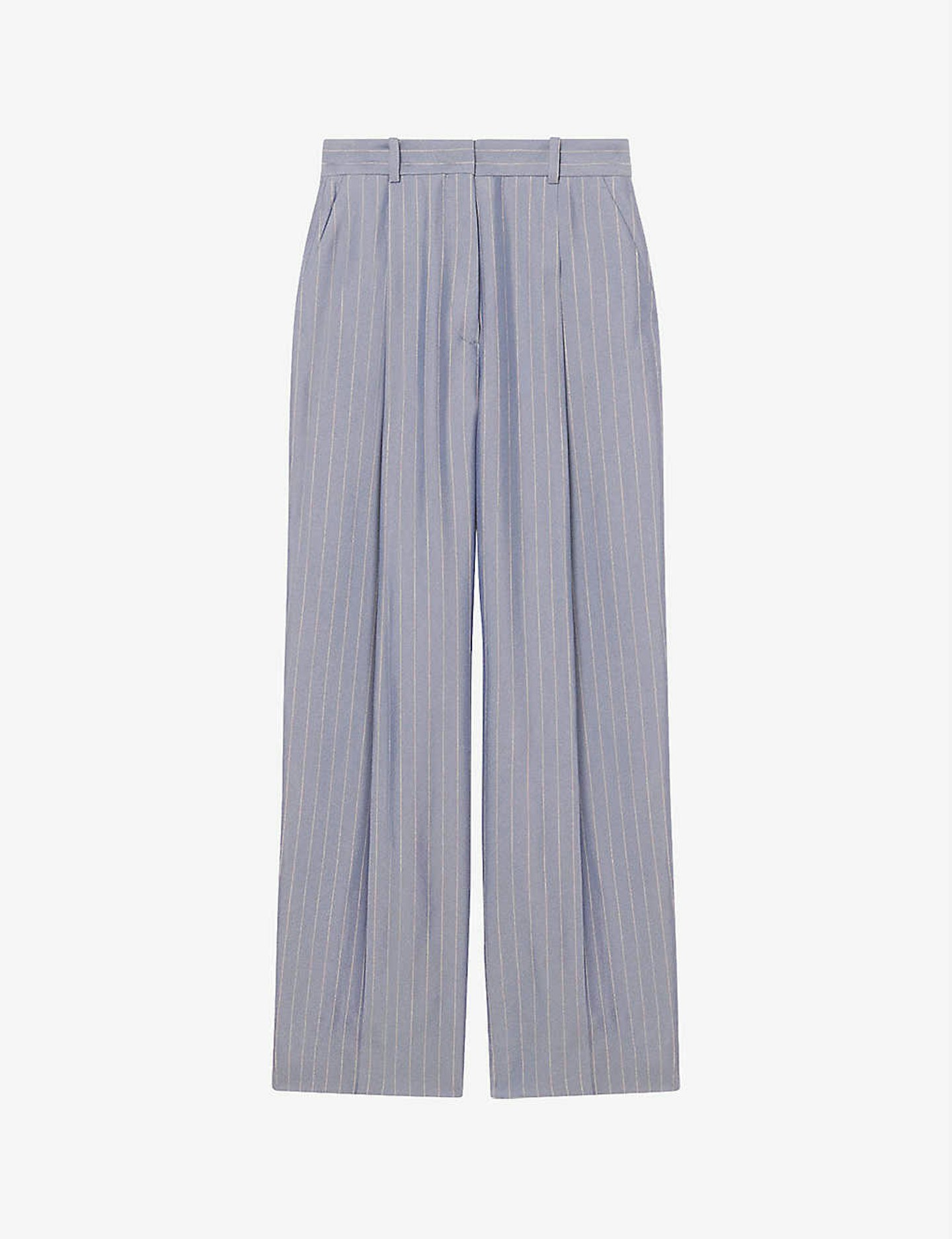 best trousers for summer   Sandro, Pinstriped Woven HIgh Rise Trousers, £249