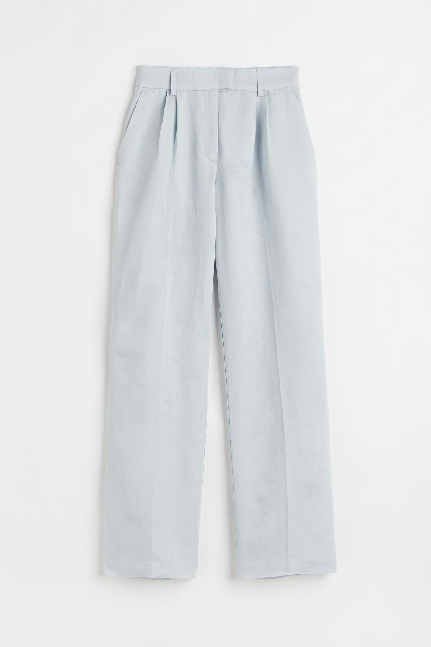 best trousers for summer   H&M, Tailored Light Blue-Grey Tailored Trousers, £24.99