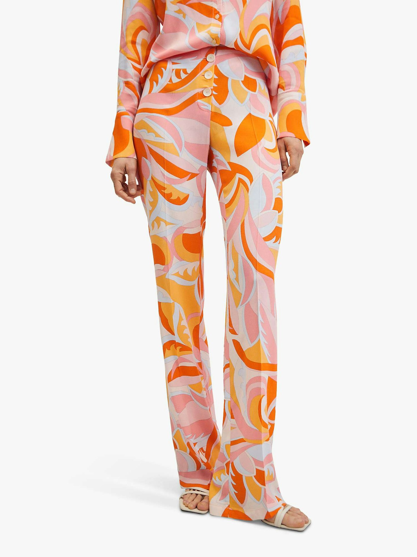Pattern Summer Trousers  Mango, Mango Puc Printed Trousers Orange, £35.99