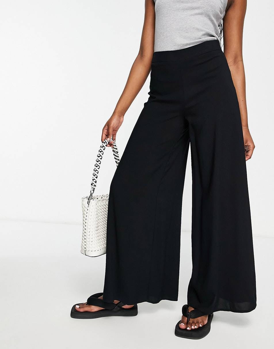 Buy Summer Somewhere HighRise Wide Leg Trousers  Black Color Women  AJIO  LUXE