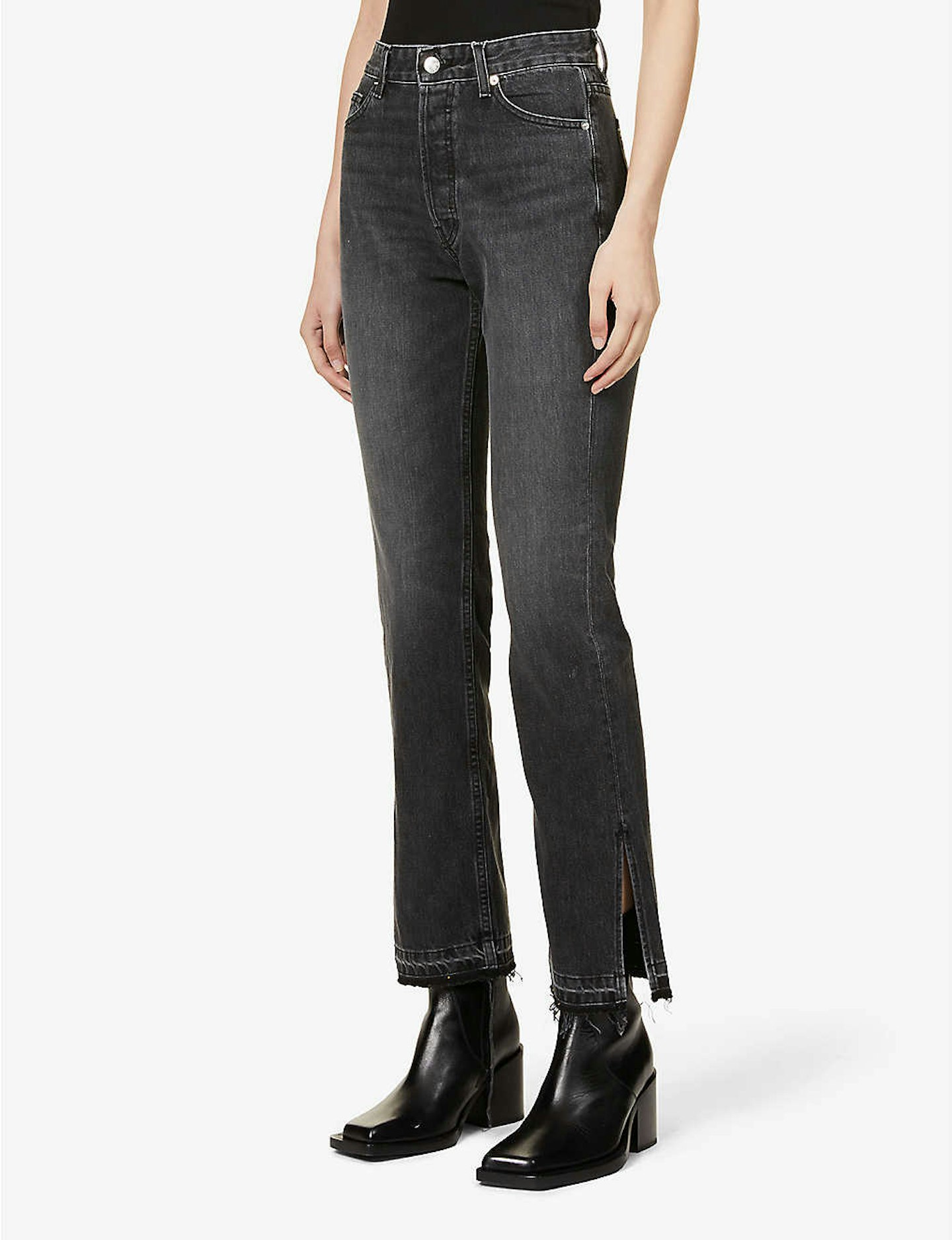 EB Denim, Upcycled Unraveled Split Hem straight-leg high-rise jeans, £260