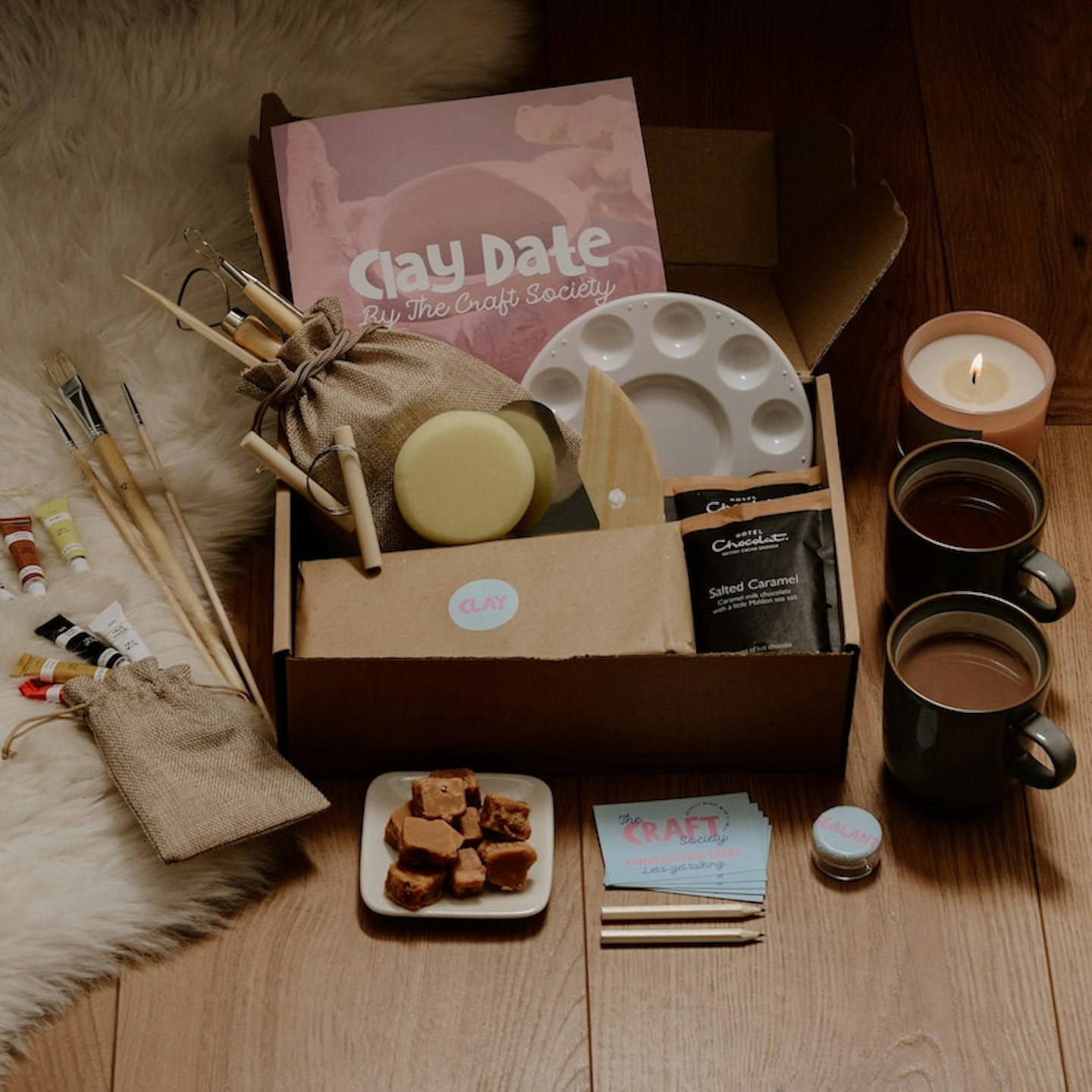 The Craft Society UK, Pottery Date Night Box for Two with Conversation Cards, from £29.99