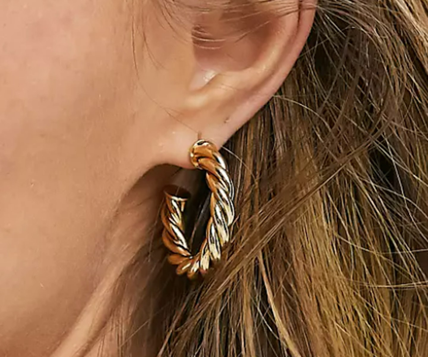 ASOS DESIGN, 14k Gold Plated Twist Hoop Earrings
