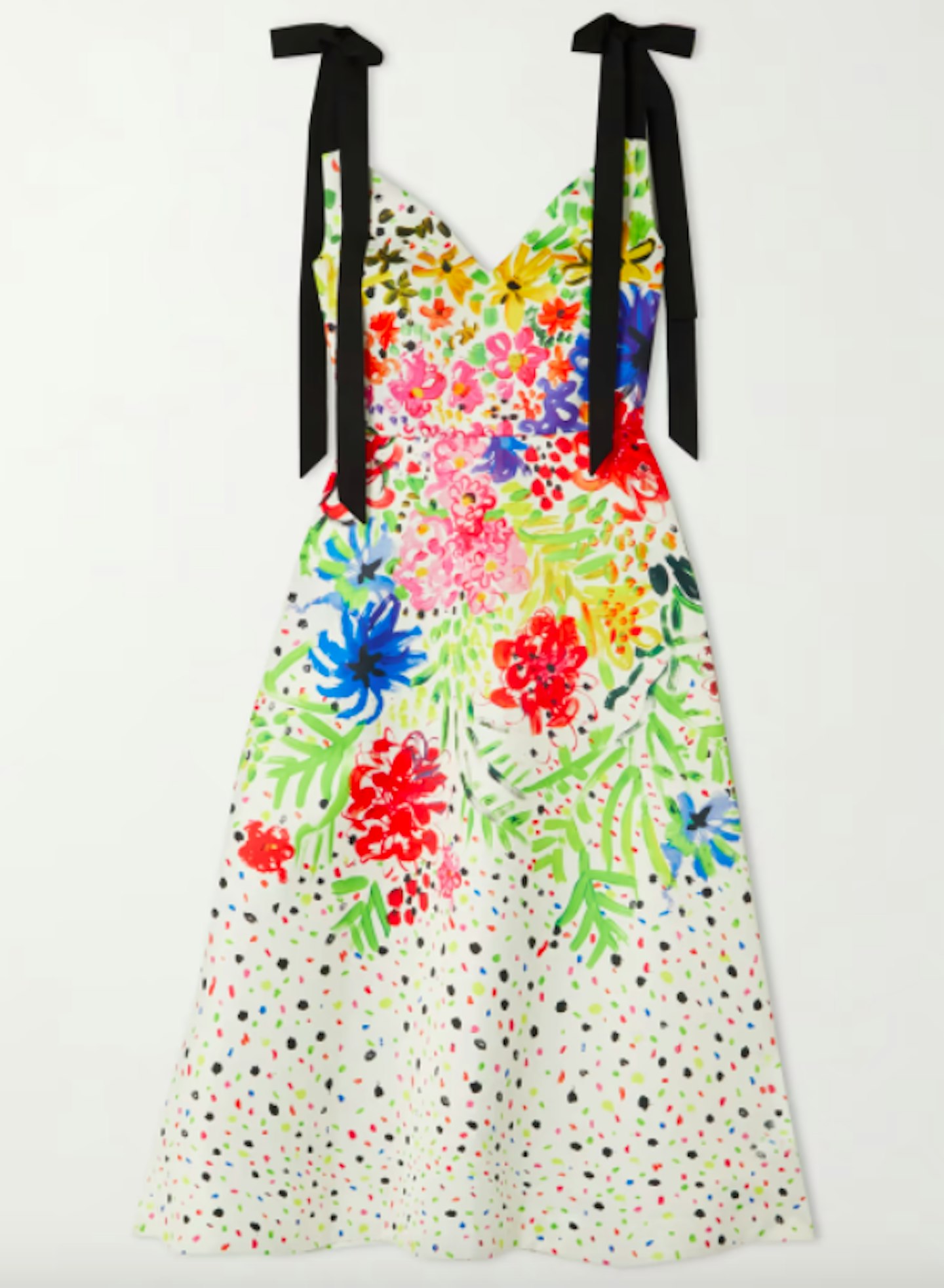 Christopher Kane, Neon Grosgrain-Trimmed Floral-Print Recycled Duchesse-Satin Midi Dress, £1,495