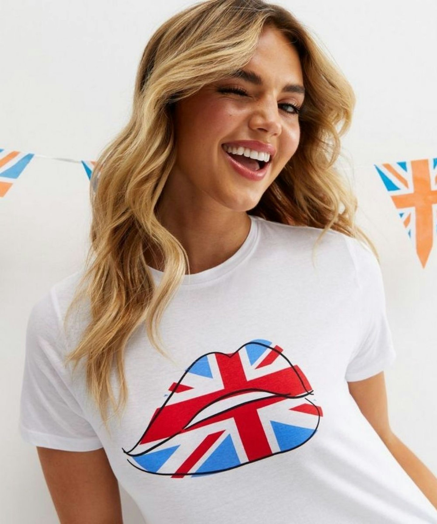 White Union Jack Lips Crew Neck T-Shirt