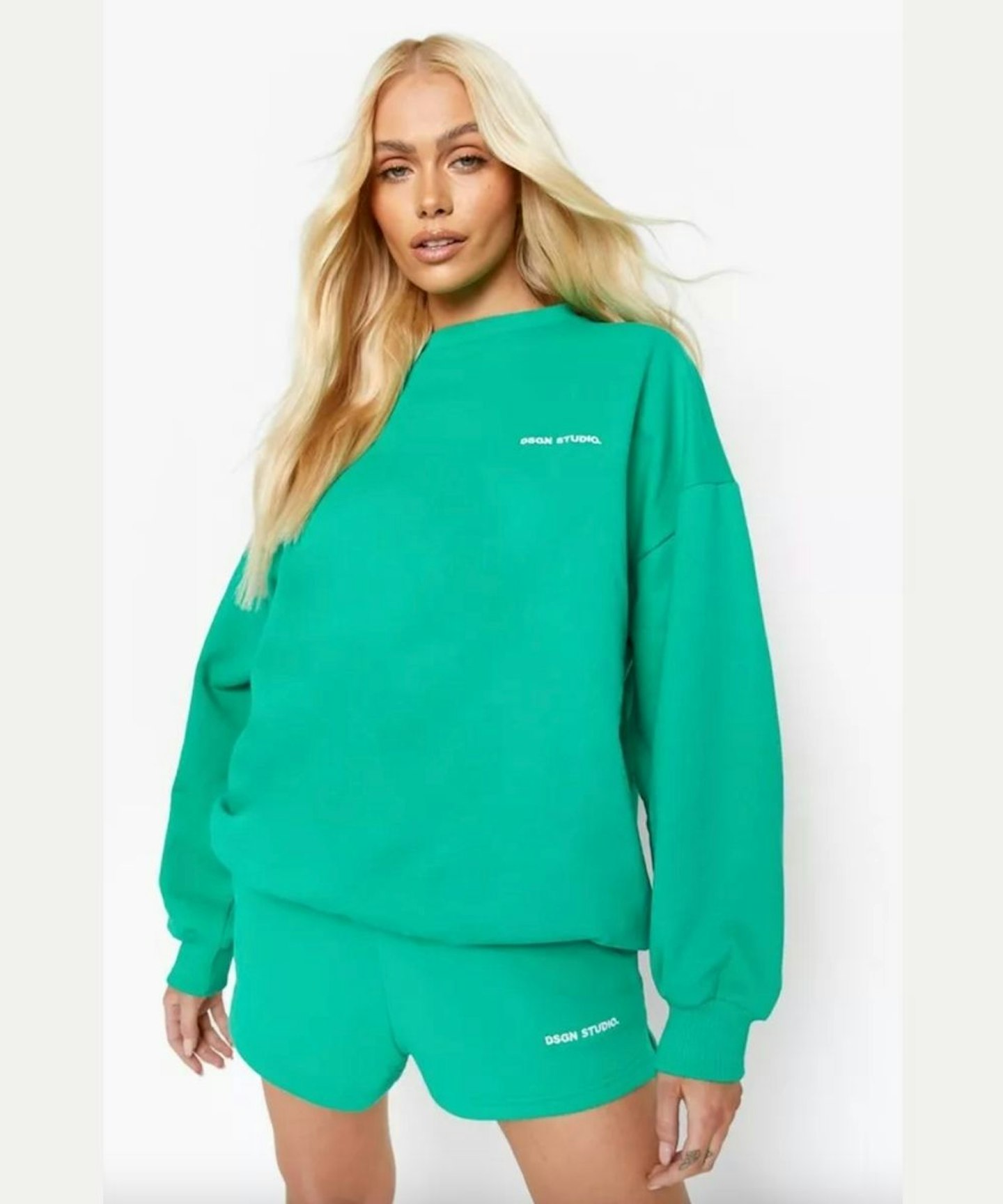 DSGN Studio Embroidered Short Tracksuit in Green
