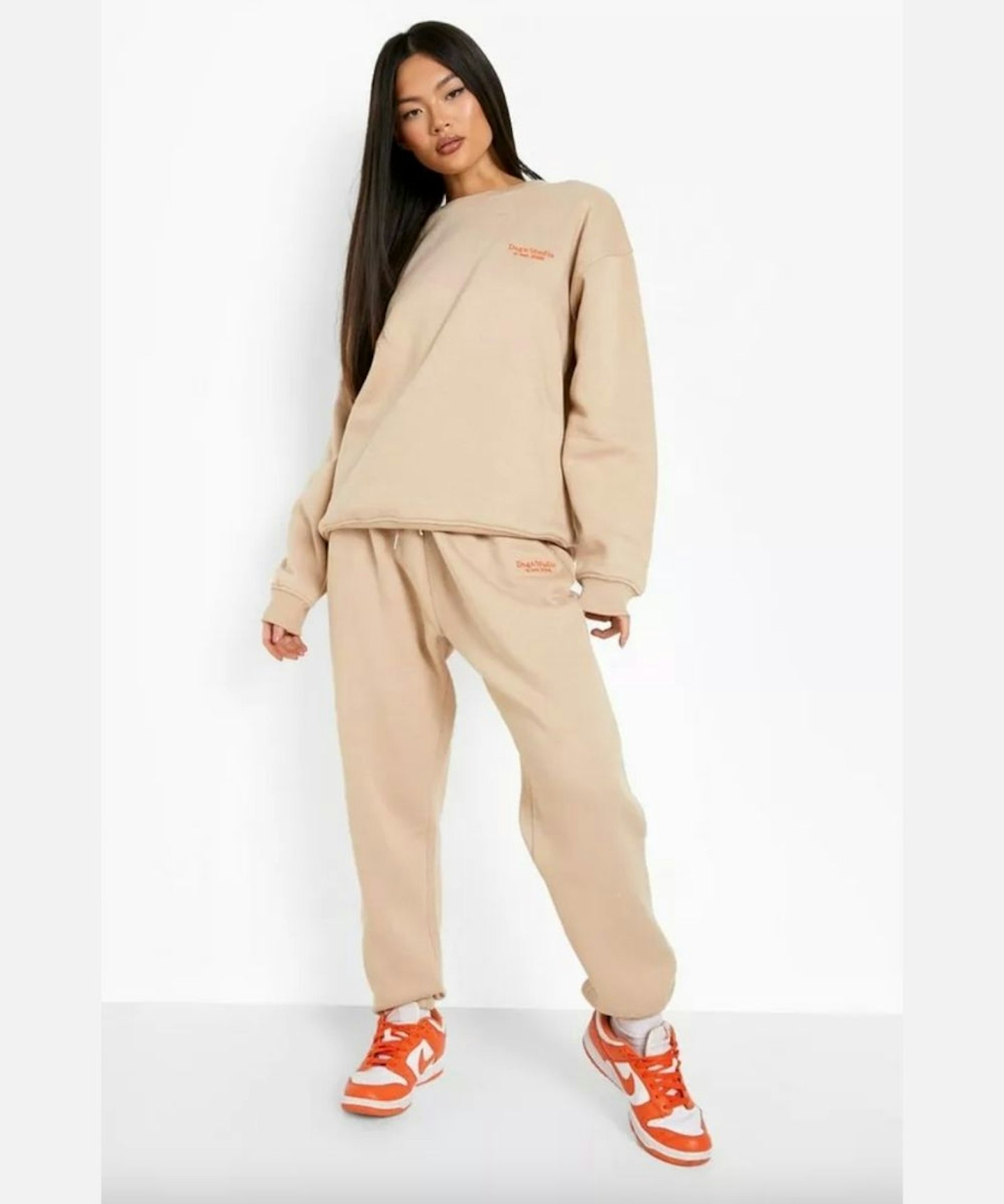 DSGN Studio Embroidered Sweater Tracksuit in Stone