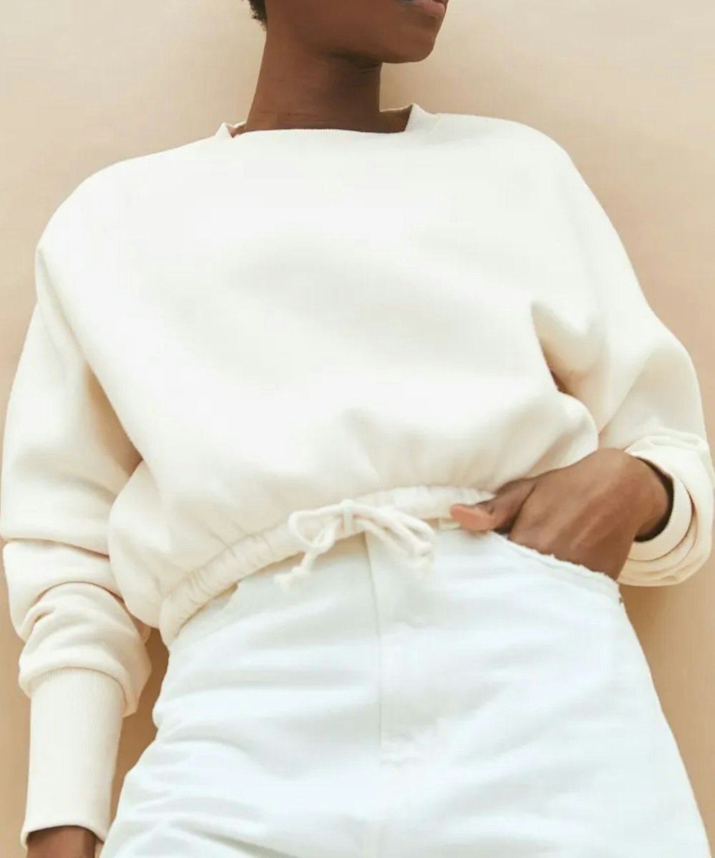 H&M Drawstring Sweatshirt - Cream