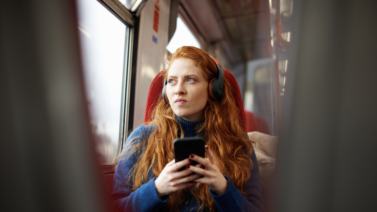Woman listening to audiobook