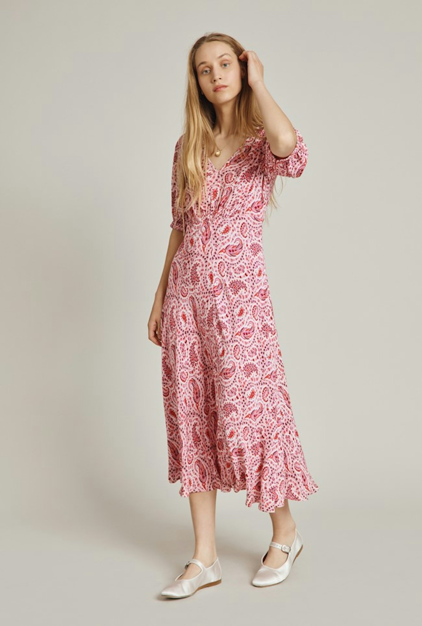 Ghost, Petra Dress Pink Paisley, £129