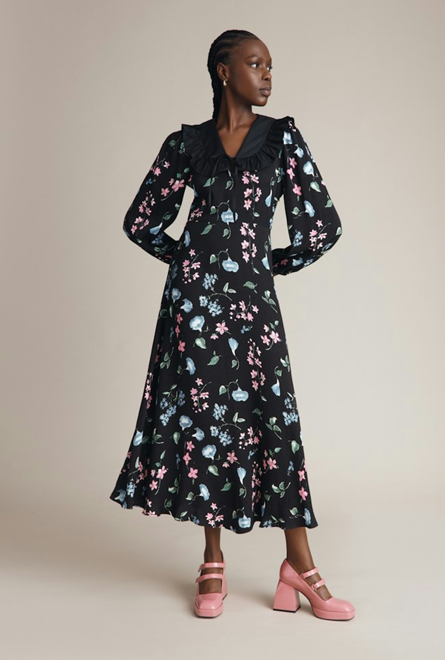 Ghost, Dixie Dress Black Floral, £169