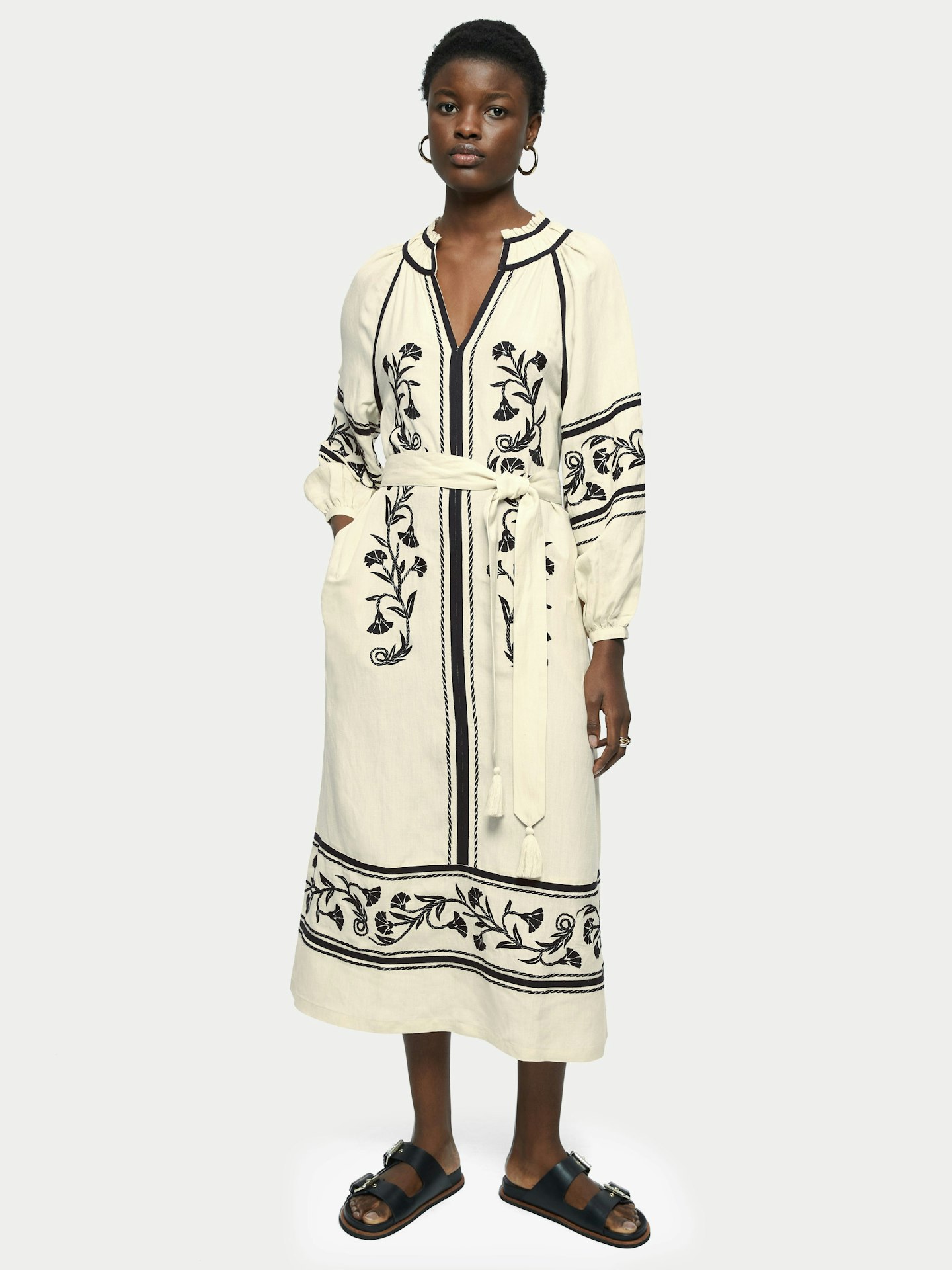jubilee dresses Jigaw, Linen-blend Embroidery Maxi Dress, £124