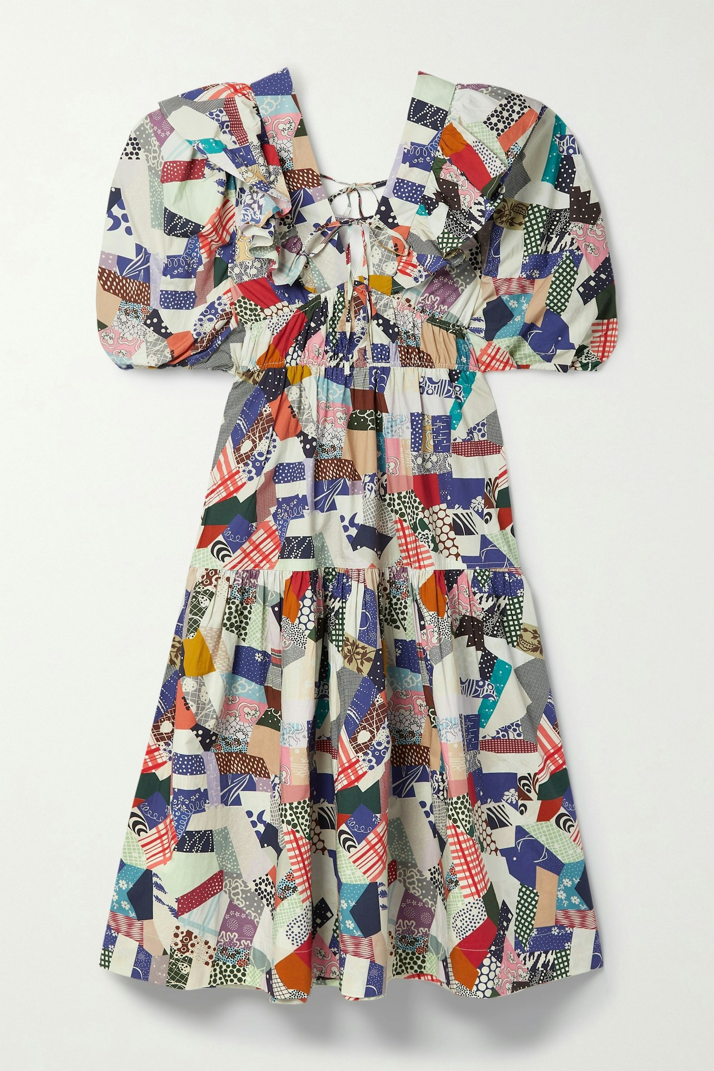 jubilee dresses SEA, Tiered Printed Cotton Poplin Midi Dress, £455
