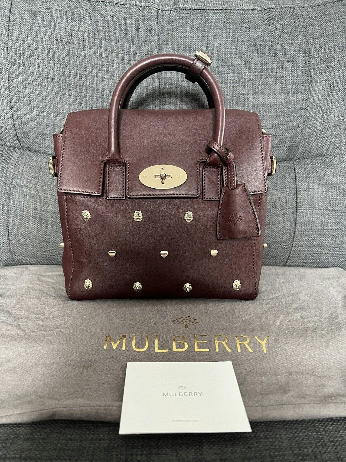 Mulberry Mini Cara Oxblood Lion & Heart Rivet Bag, £1,900