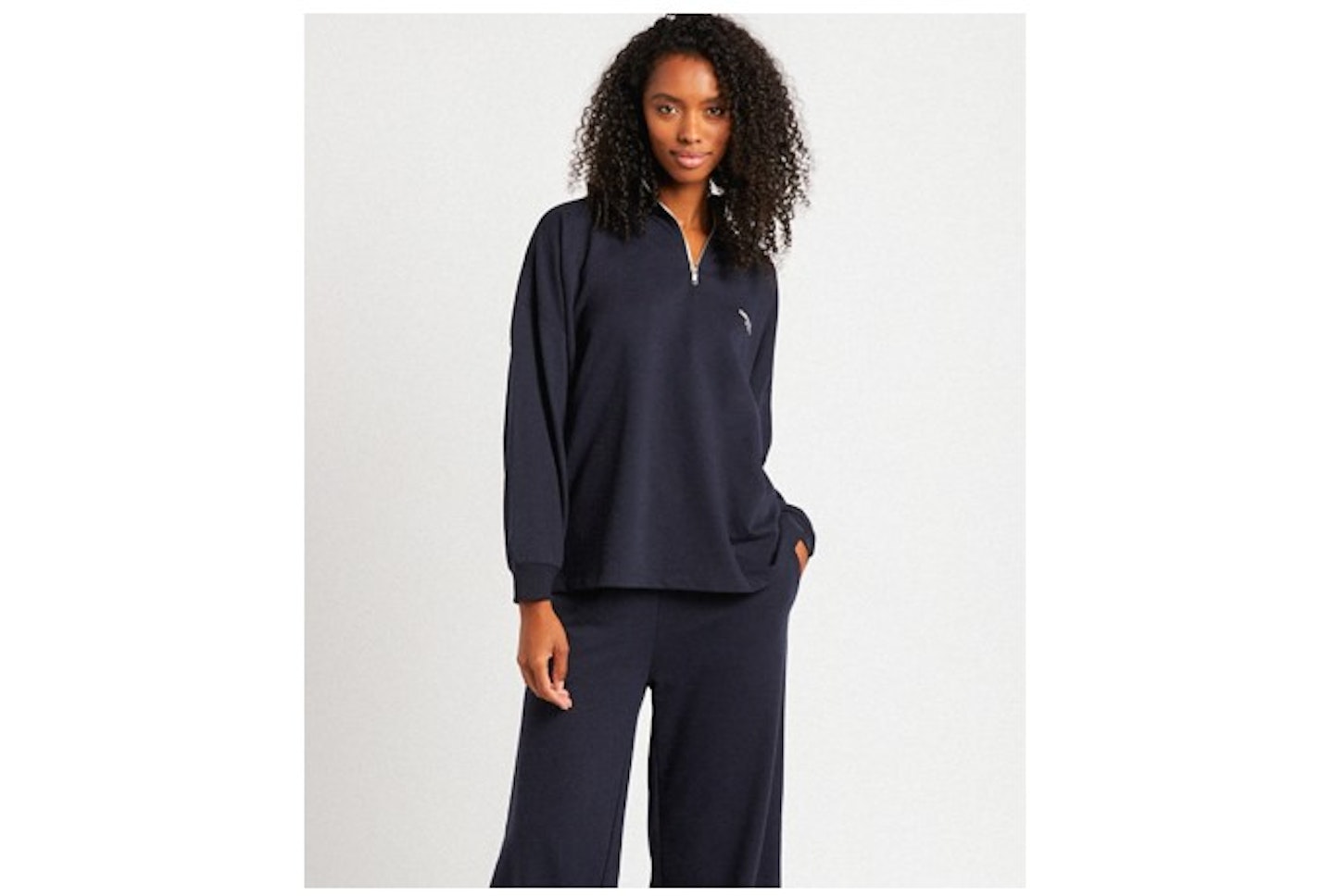 Navy Organic Cotton Half-Zip Lounge Sweatshirt