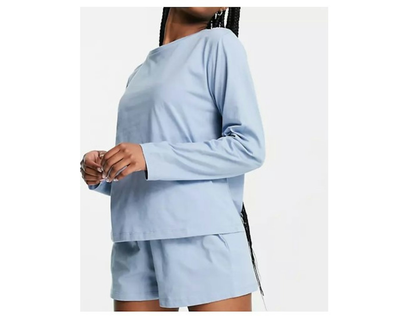 ASOS DESIGN mix & match organic cotton pyjama set in blue