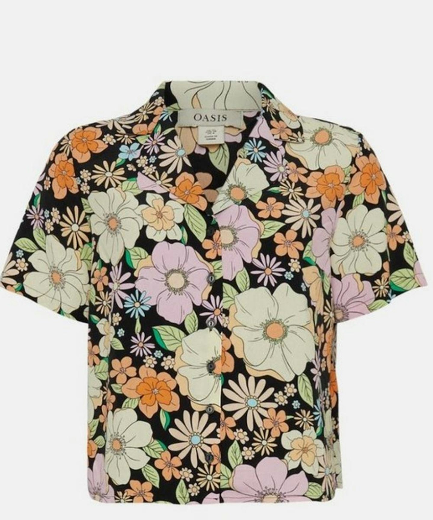 Acid Floral Printed Bowling Shirt