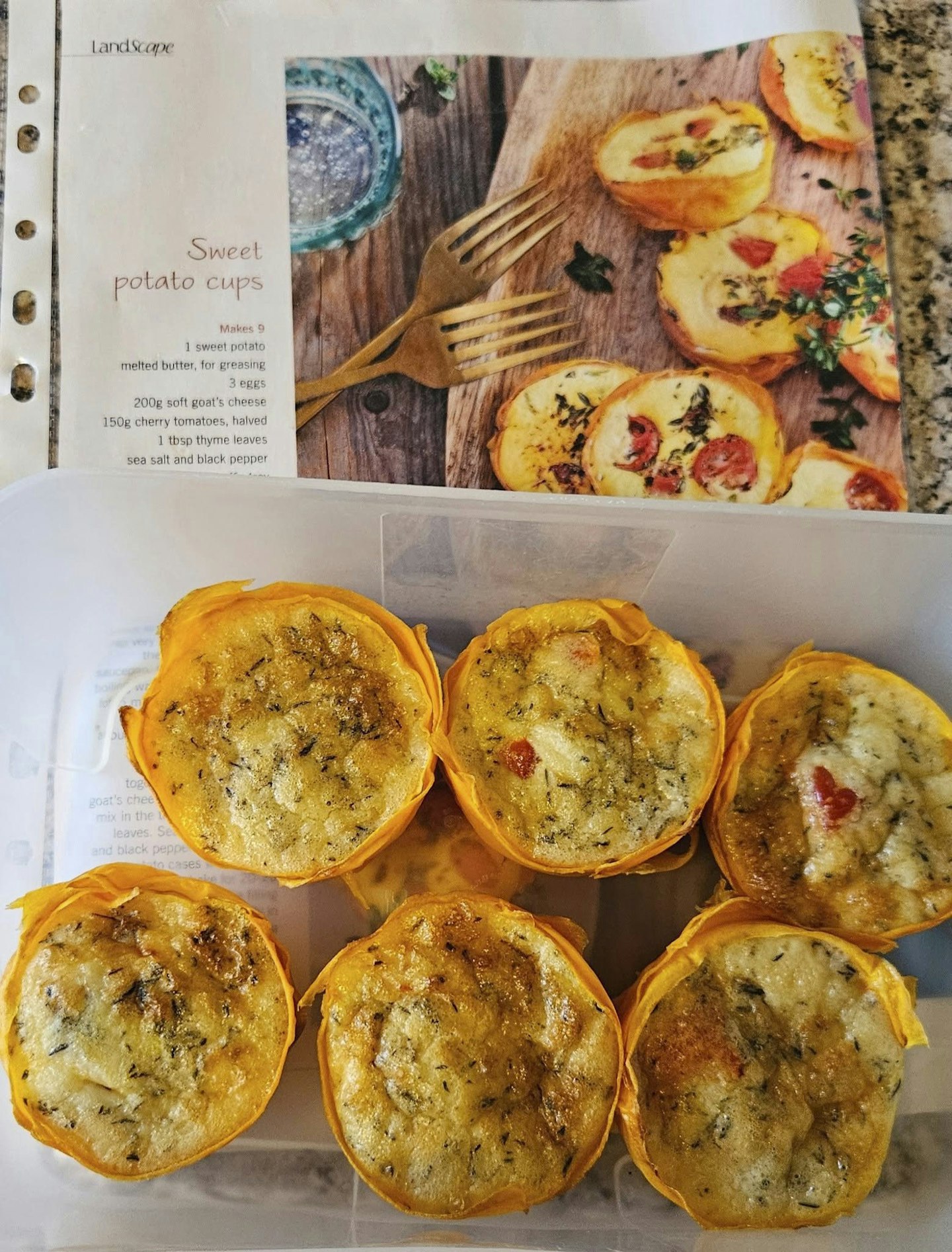 Sweet potato cups from a recipe in LandScape magazine, made by a member of LandScape's Makes & Bakes Facebook group.