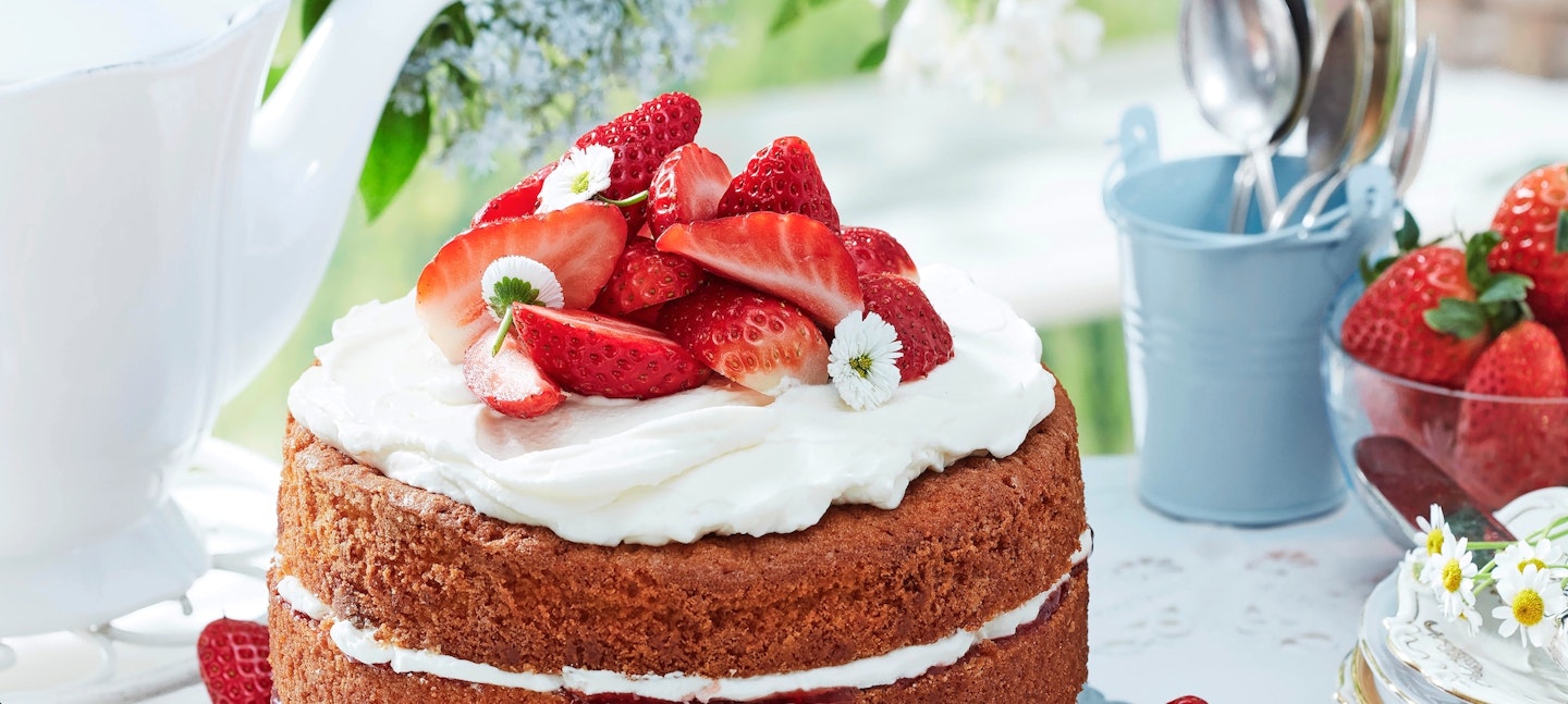 Elderflower and strawberry cake