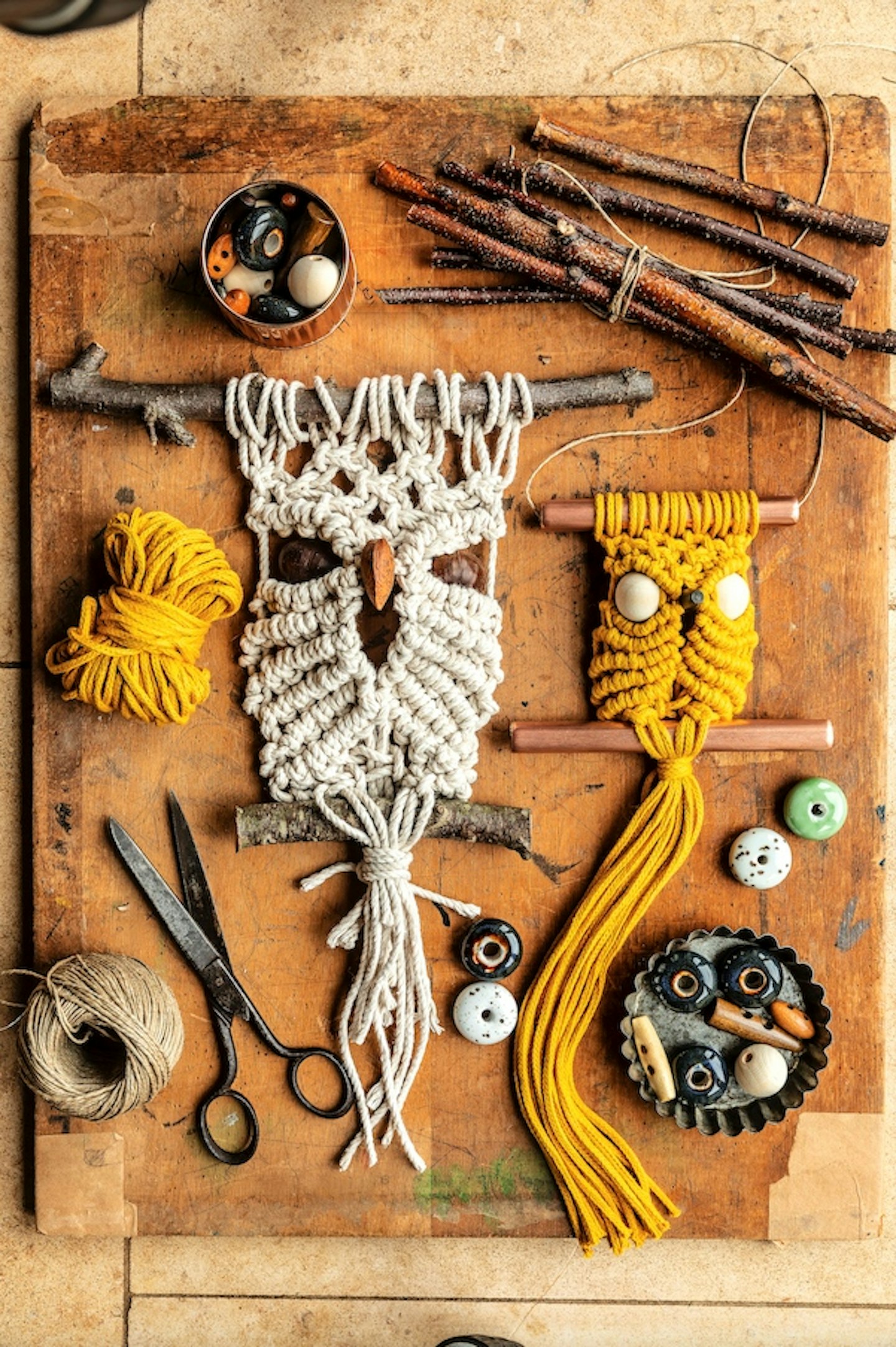 Macrame owl project from LandScape magazine