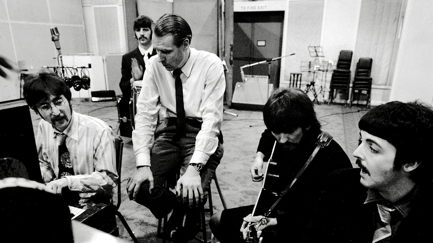 The Beatles and George Martin Sgt Pepper's Lonely Hearts Club Band at Abbey Road Studios in 1967