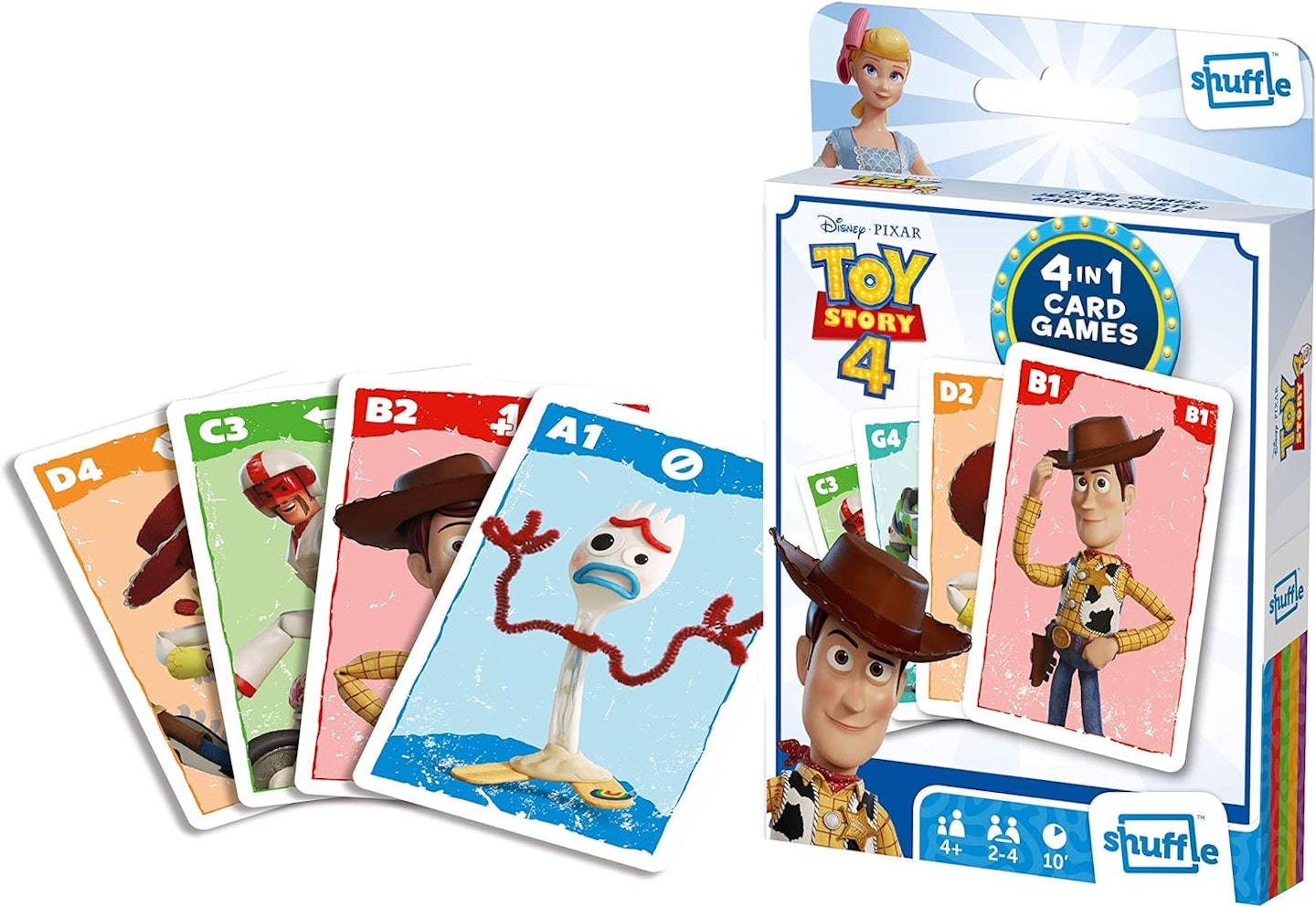 Shuffle Toy Story 4 Card Games For Kids - 4 in 1 Snap, Pairs, Happy Families & Action Game