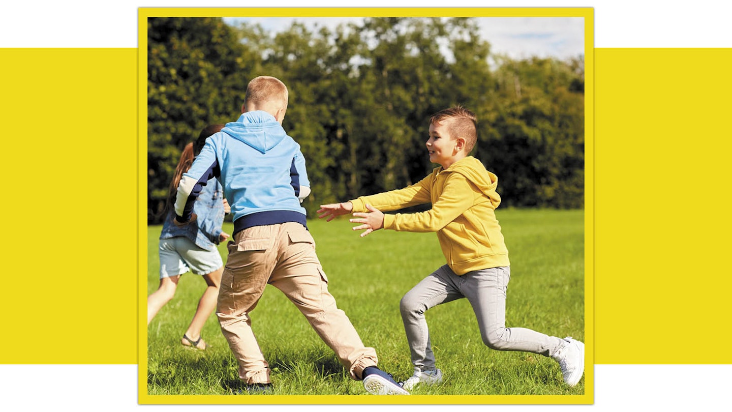 Children playing what's the time mr wolf game