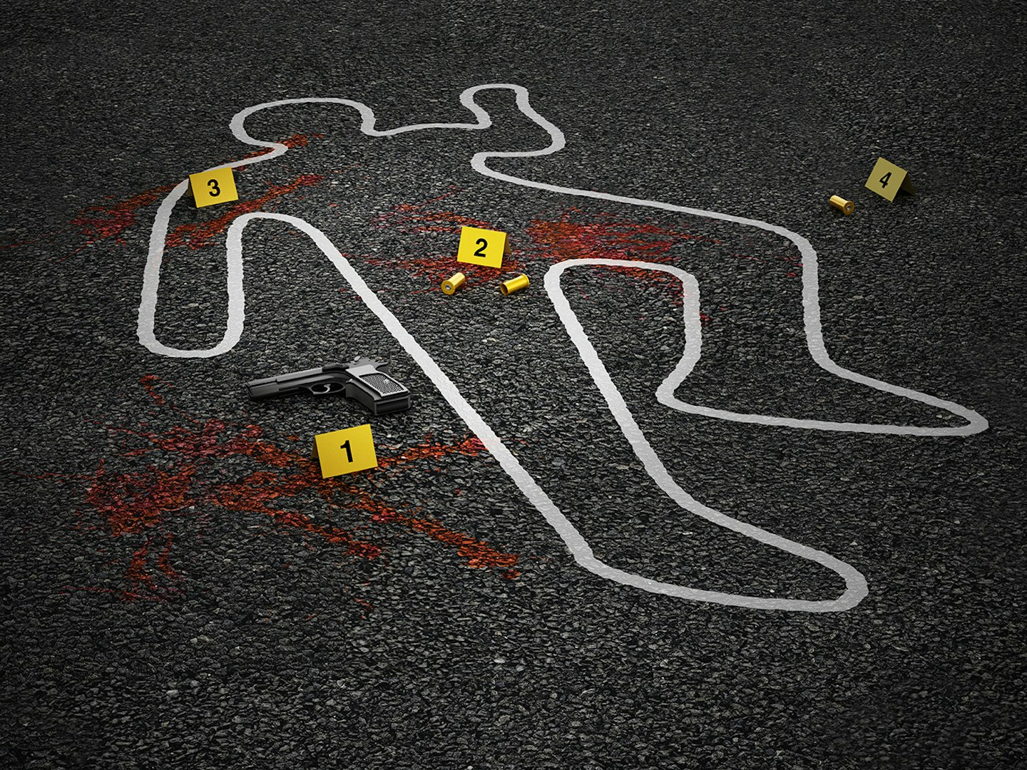 Murder victim chalk outline