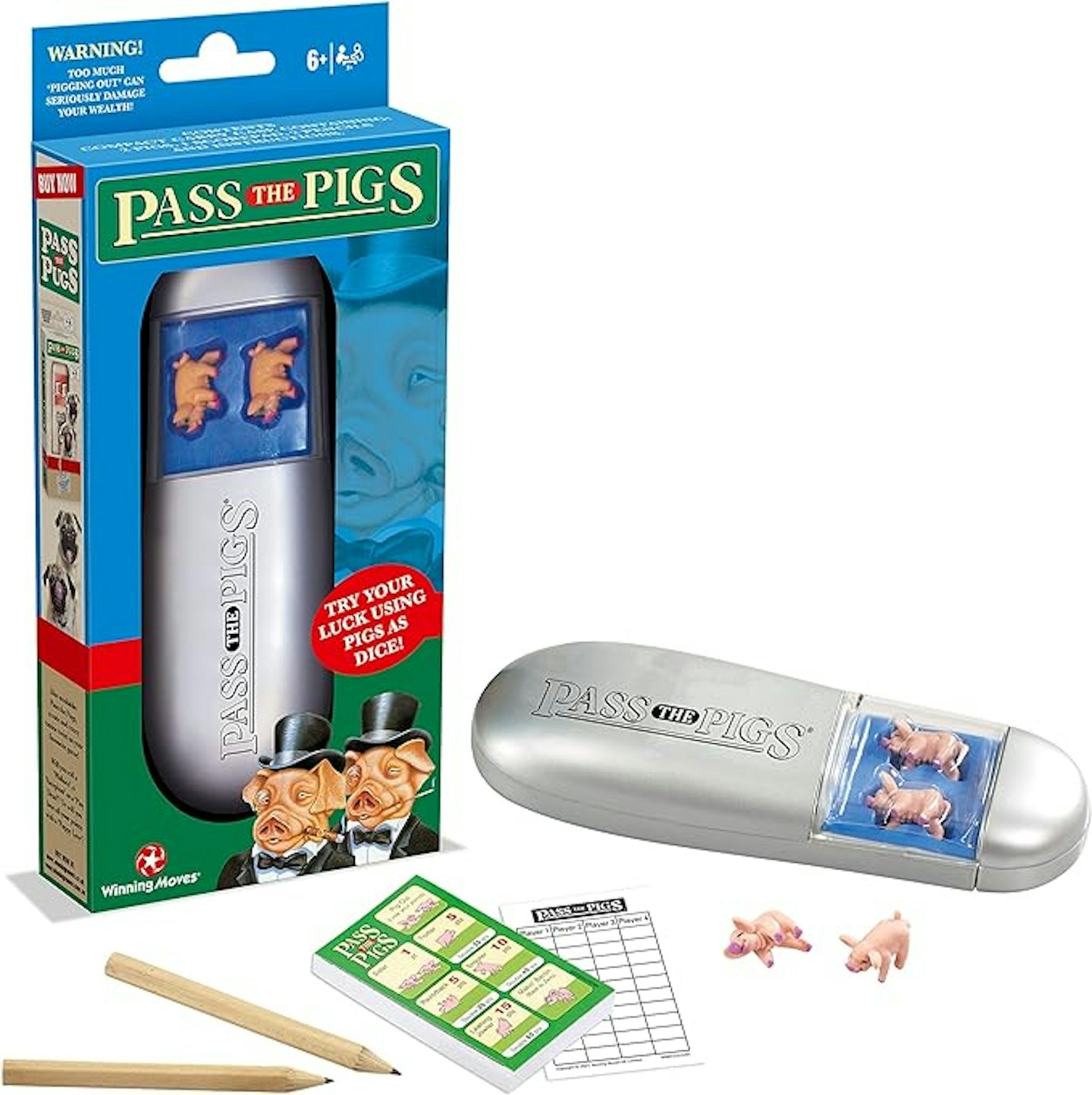 Pass the Pigs dice game box contents