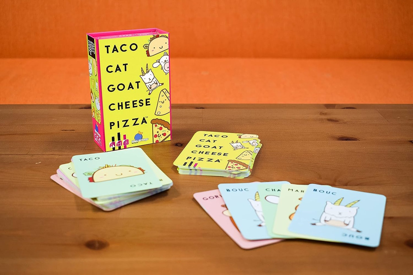 Taco Cat Goat Cheese Pizza game box and contents