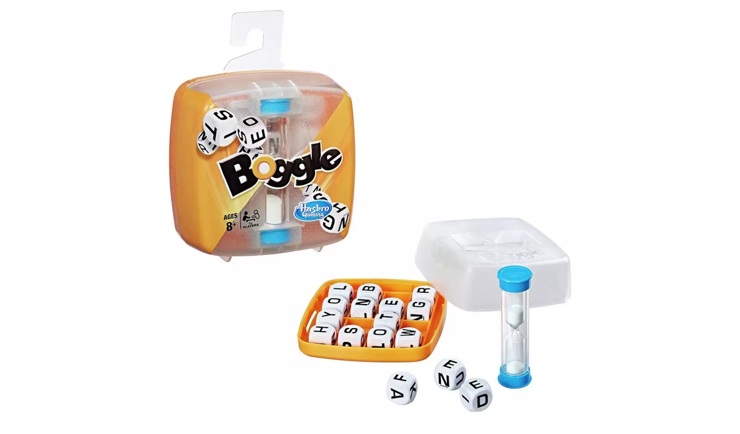 Boggle game box and content