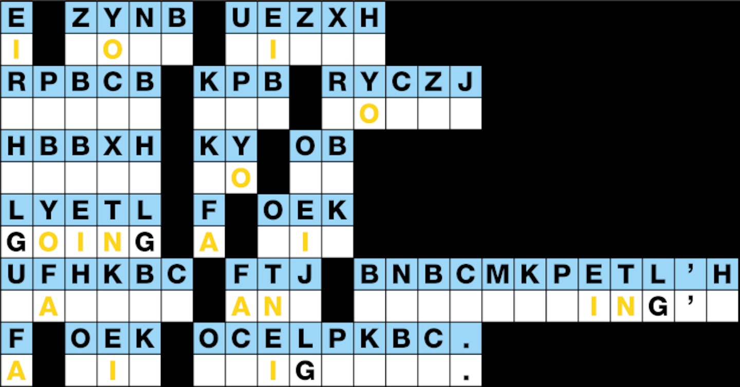 Partially filled cryptogram grid with givens