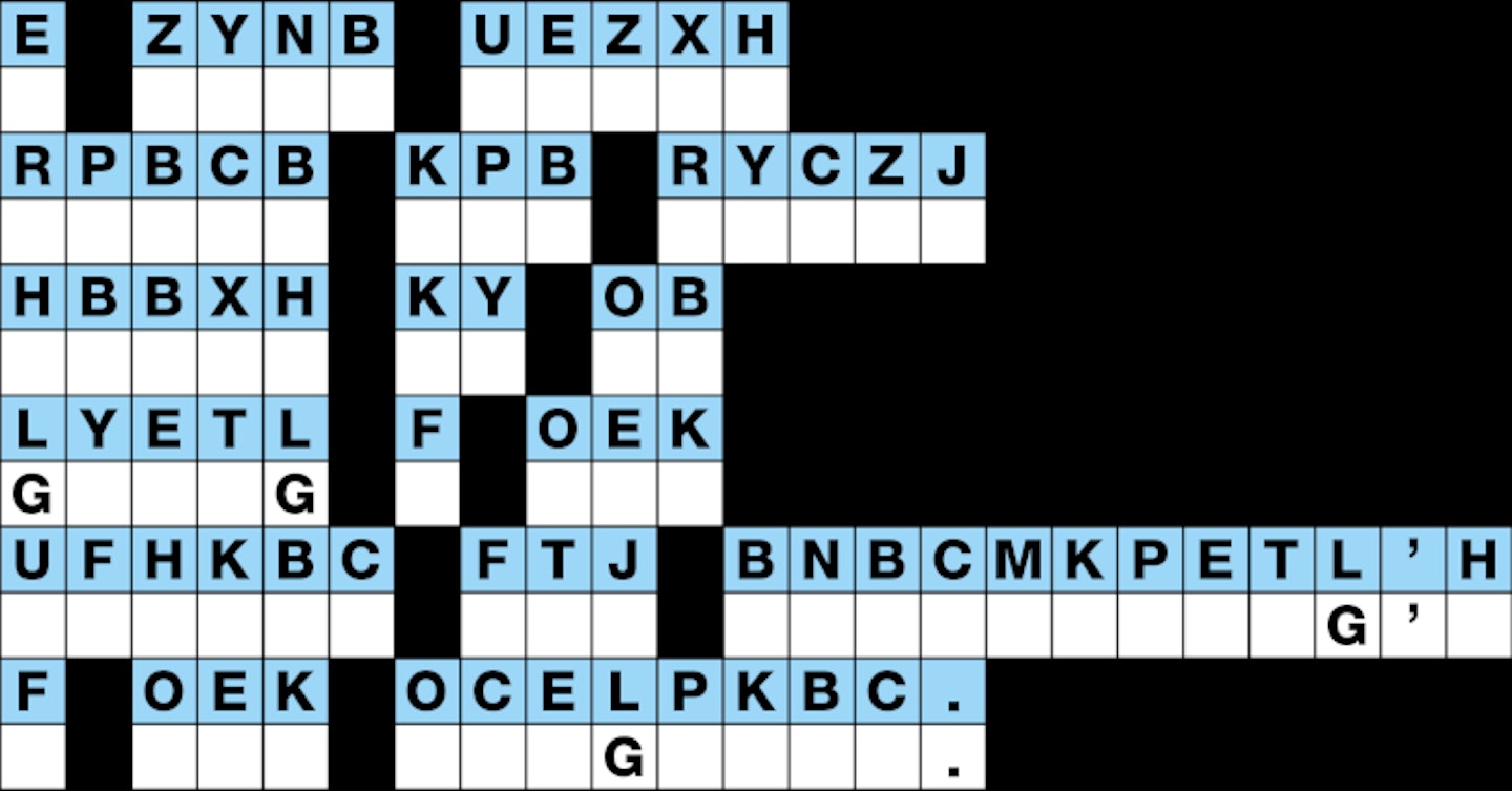 Unfilled cryptogram grid with givens