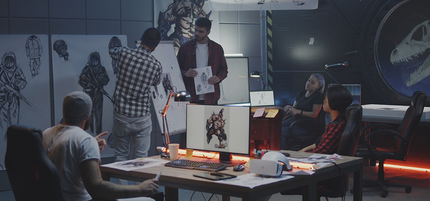 Video game developers. People creating characters