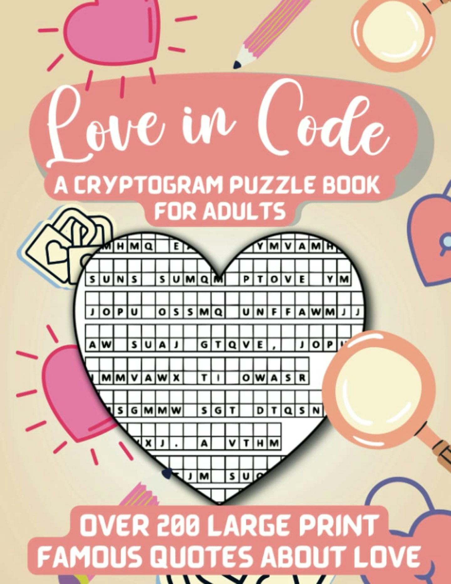 Love in Code: A Cryptogram Puzzle Book for Adults cover