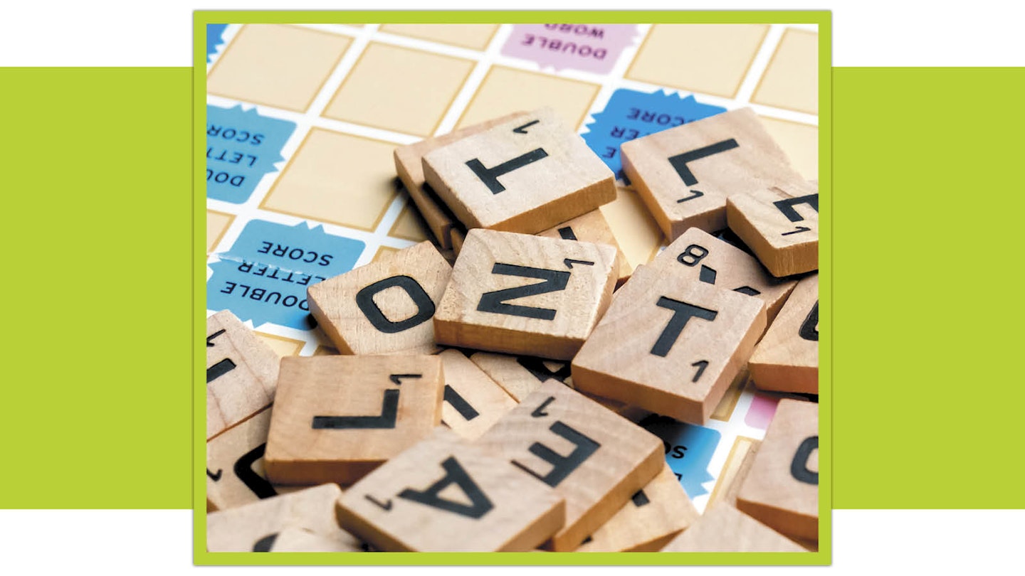 Scrabble tiles and board