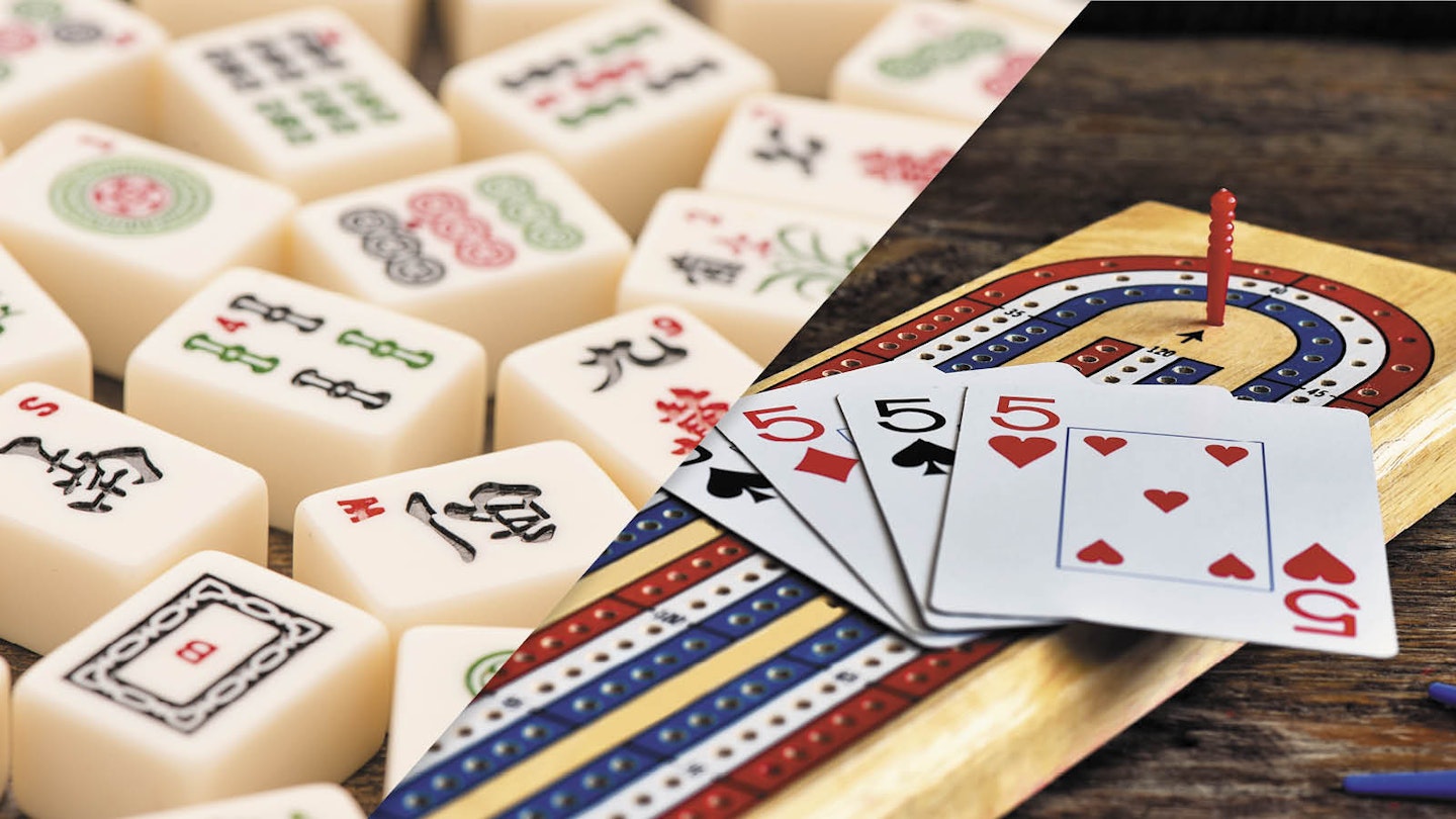 MahJong tiles and Cribbage board