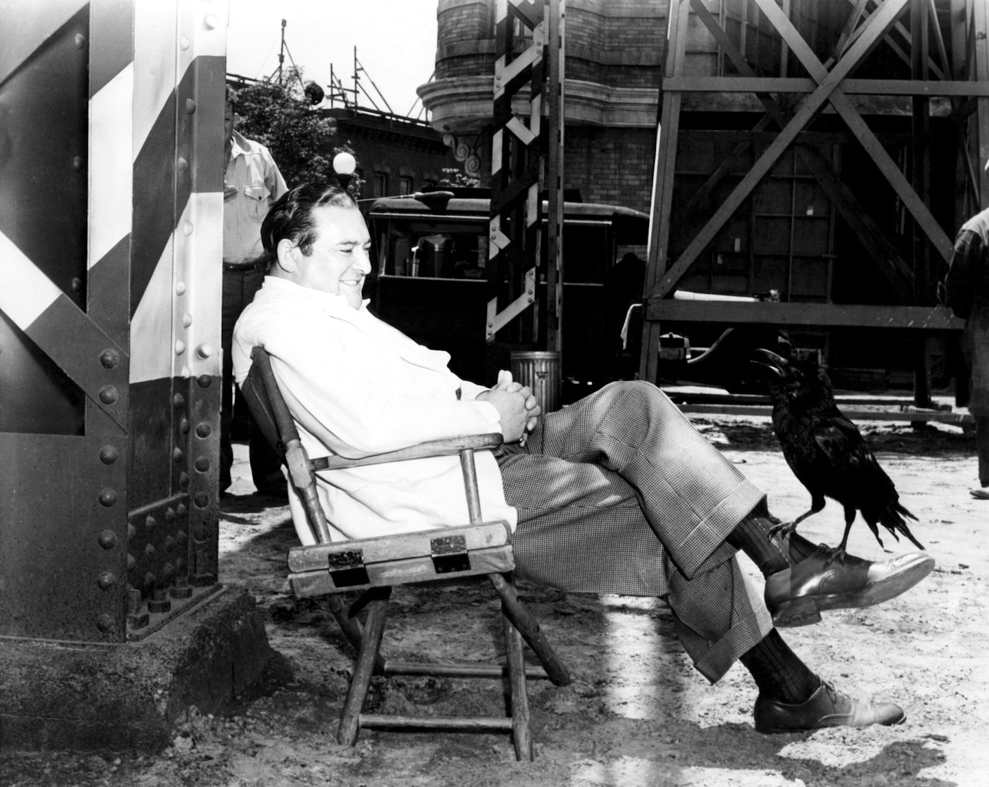 Jimmy the Raven and Edwards Arnold on the set of You Can’t Take It With You (1938)
