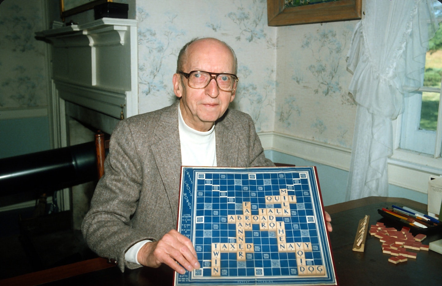 NEW YORK, NY - AUGUST 25: Alfred M. Butts, inventor of the board game 'Scrabble' is photographed August 25, 1981 in New York City. (Photo by Yvonne Hemsey/Getty Images