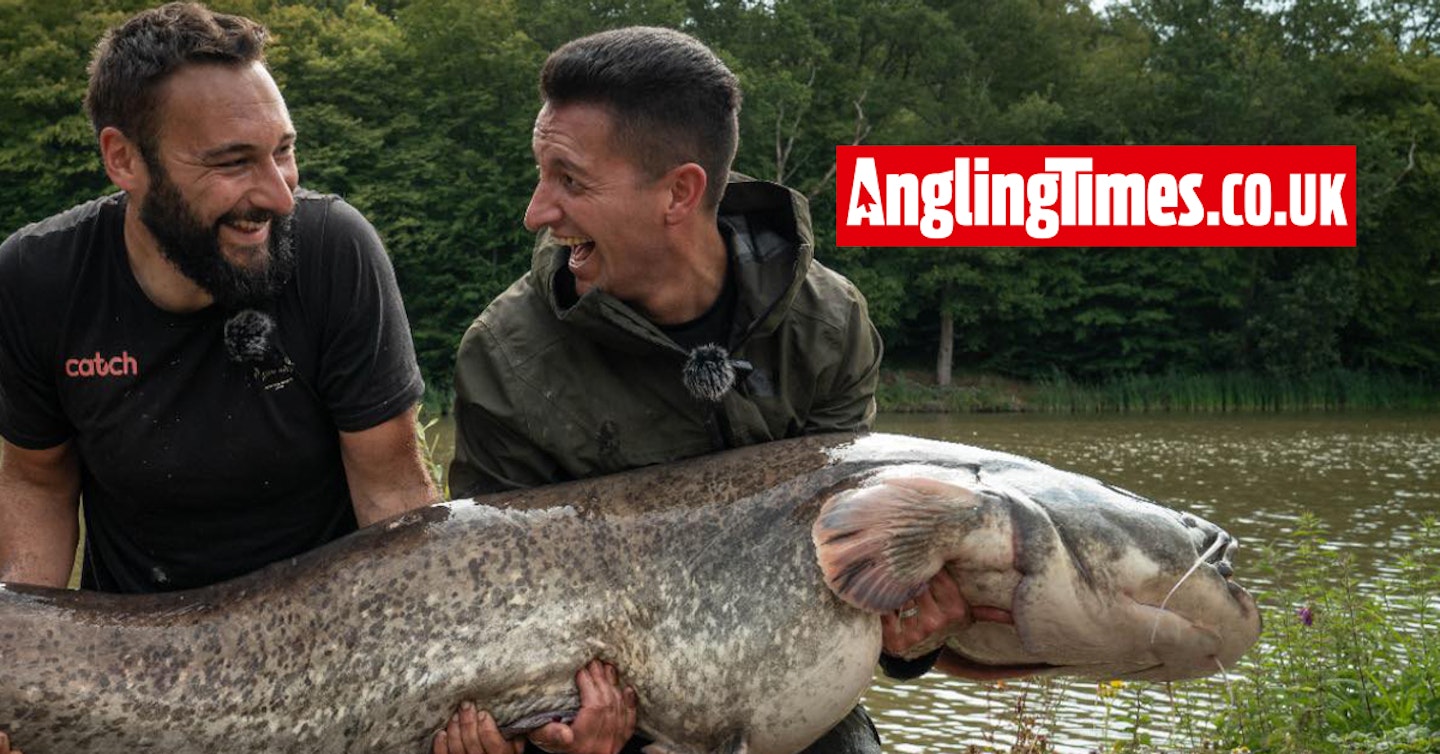 Podcast host endures hour-long fight with enormous 100lb-plus catfish  whilst carp fishing