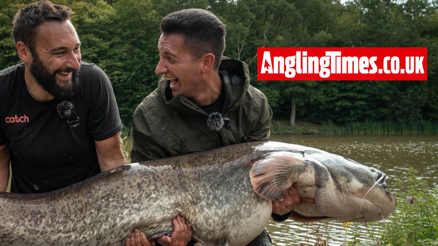 Podcast host endures hour-long fight with enormous 100lb-plus catfish whilst carp fishing