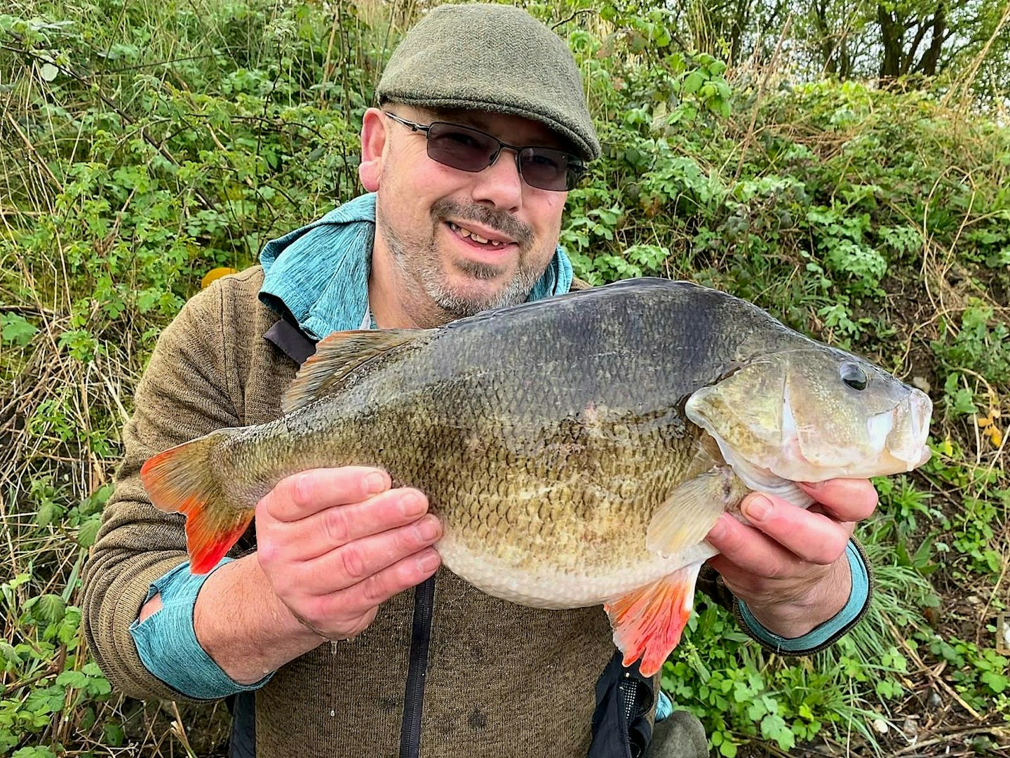 John Merritt with his PB, 5lb 4oz perch.