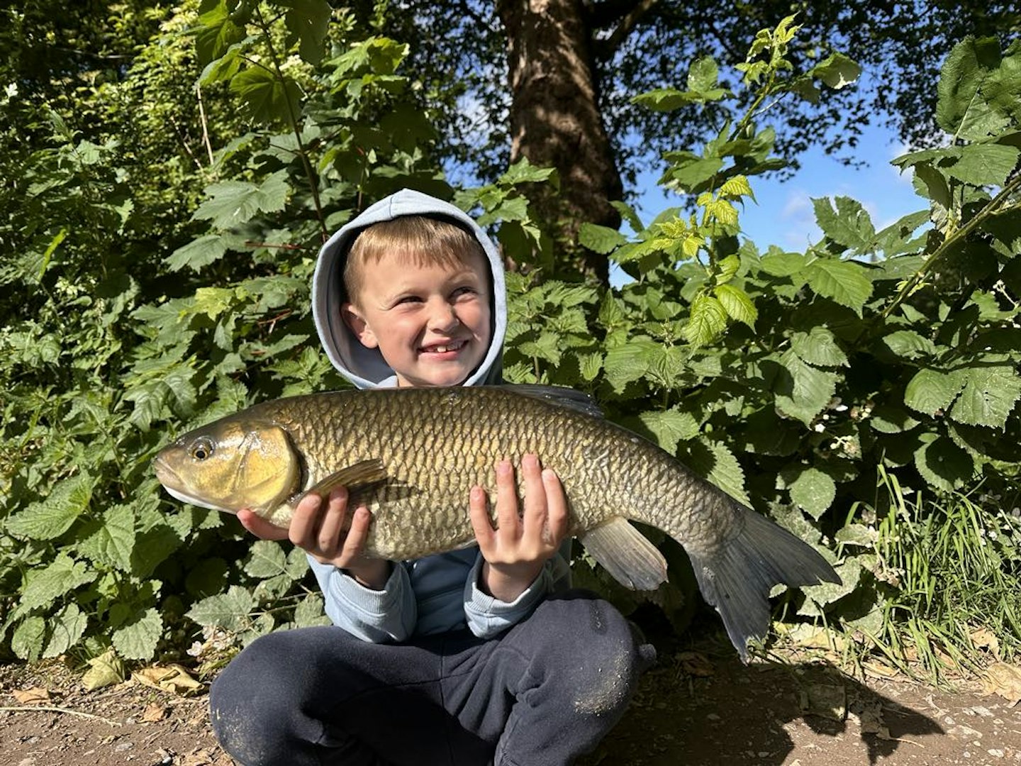 Ayden Johnson with his scale perfect 6lb chub.